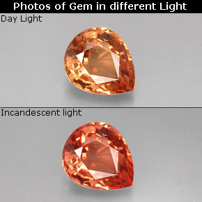 1.23캐럿 천연 오렌지 컬러체인지 가넷, 배 모양, 7×6 mm, VVS-VS