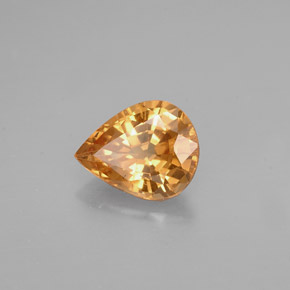 1.18캐럿 천연 골든 브라운에서 오렌지 컬러체인지 가넷, 배 모양, 7.5×5.9 mm, VS