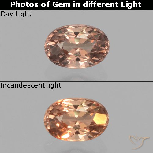 0.43캐럿 천연 히코리 브라운 컬러체인지 가넷, 타원형 컷, 5.1×3.5 mm, VVS-VS