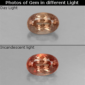 0.58캐럿 천연 갈색빛 로즈에서 레드 컬러체인지 가넷, 타원형 컷, 5.8×4 mm, VS