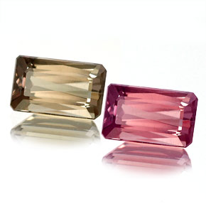 1.26캐럿 천연 녹갈색에서 레드핑크 컬러체인지 가넷, 에메랄드 컷, 7.2×4.4 mm, VVS-VS