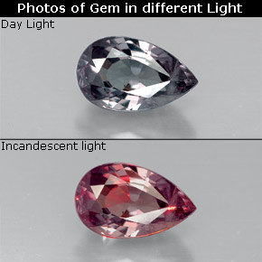 1.20캐럿 천연 퍼플에서 레드 핑크 컬러체인지 가넷, 배 모양, 7.9×4.9 mm, VS