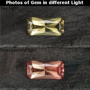 0.74캐럿 천연 갈색빛 옐로우 컬러체인지 가넷, 에메랄드 컷, 7.1×3.6 mm, VS