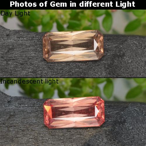 0.71캐럿 천연 히코리 브라운 색상 변경 가넷, 에메랄드 컷, VS-SI