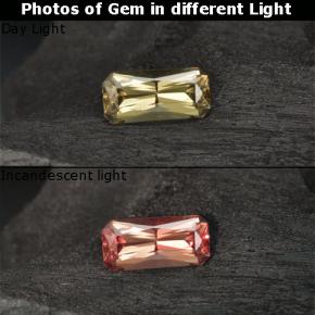 0.71캐럿 천연 따뜻한 노란색 컬러체인지 가넷, 에메랄드 컷, 7.1×3.4 mm, VS