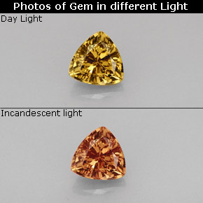 0.85캐럿 천연 녹갈색에서 레드핑크 컬러체인지 가넷, 트릴리언, 5.6×5.6 mm, VS