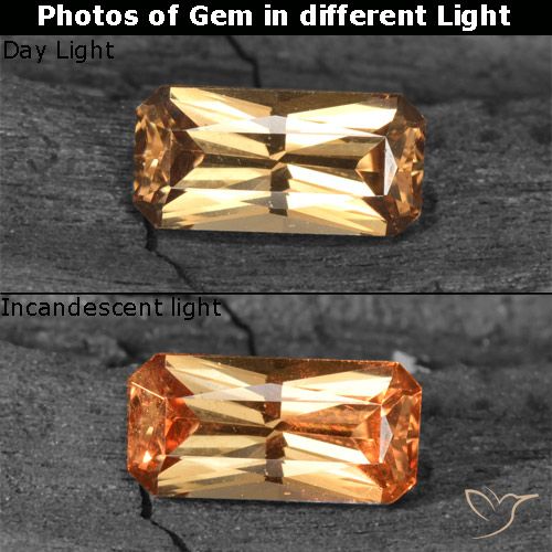 0.71ct 자연스러운 골든 브라운 색상 변경 가넷, 에메랄드 컷, VS