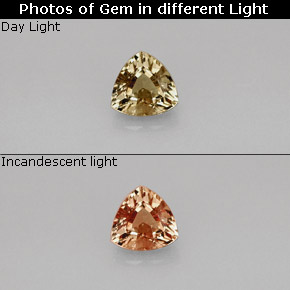 0.75캐럿 천연 녹갈색에서 레드핑크 컬러체인지 가넷, 트릴리언, 5.5×5.4 mm, VVS-VS