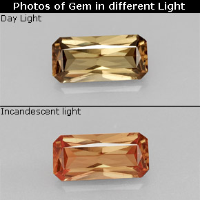 1.28캐럿 천연 녹갈색에서 레드핑크 컬러체인지 가넷, 에메랄드 컷, 9.1×4.3 mm, VS