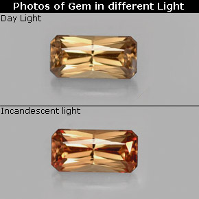 0.80캐럿 천연 골든 브라운에서 오렌지 색상 변경 가넷, 에메랄드 컷, VVS-VS
