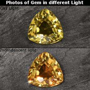 0.64캐럿 천연 딥 골드 컬러체인지 가넷, 트릴리언, 5.5×5.4 mm, VS