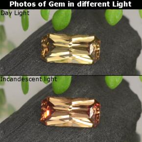 0.66캐럿 천연 골든 브라운 컬러체인지 가넷, 에메랄드 컷, 7×3.4 mm, VVS-VS