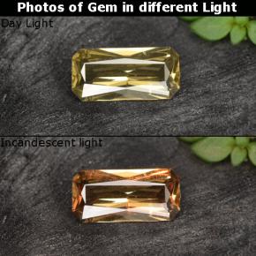 0.59캐럿 천연 골든 브라운 컬러체인지 가넷, 에메랄드 컷, 7×3.4 mm, VS