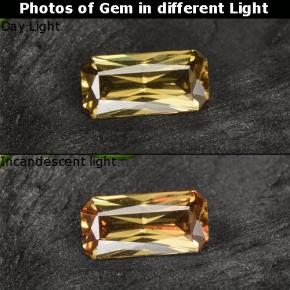 0.57캐럿 천연 골든 브라운 색상 변경 가넷, 에메랄드 컷, VVS