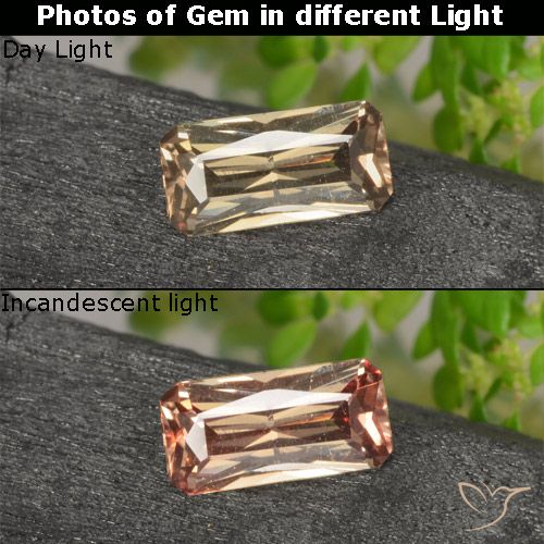 0.61ct 자연스러운 골든 브라운 색상 변경 가넷, 에메랄드 컷, VVS-VS