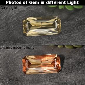0.60캐럿 천연 골든 브라운 컬러체인지 가넷, 에메랄드 컷, 7×3.4 mm, VVS-VS