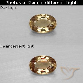 0.57ct 자연스러운 골든 브라운 색상 변경 가넷, 타원형, VVS