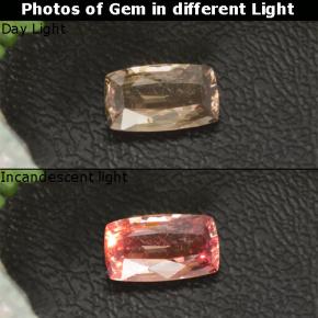 1.20캐럿 천연 갈색빛 로즈에서 레드 컬러체인지 가넷, 쿠션 컷, 8.6×5 mm, VVS-VS