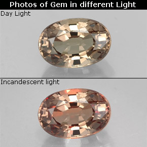 0.79캐럿 천연 그린에서 레드핑크 컬러체인지 가넷, 타원형 컷, 6.1×4.2 mm, VVS