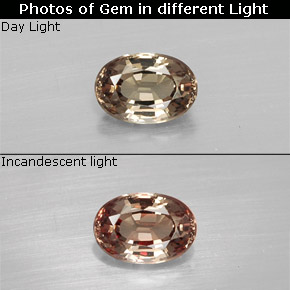0.62캐럿 천연 연한 갈색 색상 변경 가넷, 타원형 컷, VVS-VS