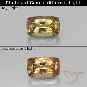 0.97ct 자연스러운 골든 브라운 색상 변경 가넷, 방석, VS-SI