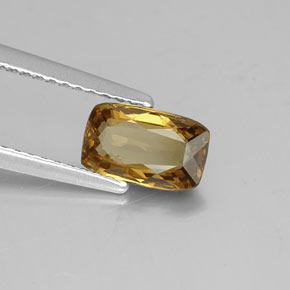 1.11캐럿 천연 골든 브라운 컬러체인지 가넷, 쿠션 컷, 7.8×4.8 mm, VVS-VS