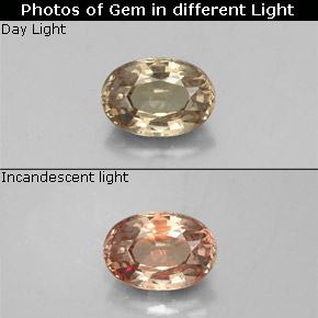 0.62캐럿 천연 골드 컬러체인지 가넷, 타원형 컷, 6×4.1 mm, VS