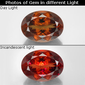 11.34캐럿 천연 갈색빛 로즈에서 레드 컬러체인지 가넷, 타원형 컷, 15.3×11.3 mm, VS-SI