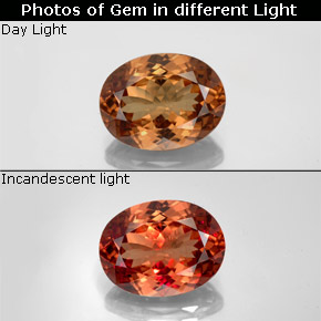 5.98캐럿 천연 골든 브라운에서 오렌지 컬러체인지 가넷, 타원형 컷, 12.6×9.6 mm, VS-SI