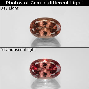 3.78캐럿 천연 갈색빛 로즈에서 레드 컬러체인지 가넷, 타원형 컷, 11×7.3 mm, VS
