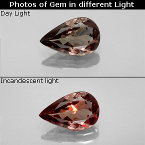 1.27캐럿 천연 골든 브라운에서 오렌지 컬러체인지 가넷, 배 모양, 9×5.8 mm, VS