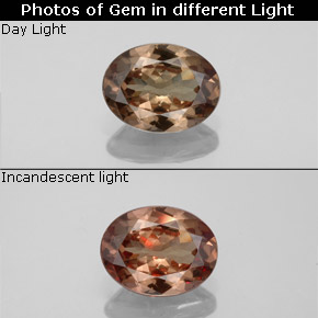 1.41캐럿 천연 라이트 브라운 컬러체인지 가넷, 타원형 컷, 7.9×6 mm, VS