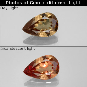 1.41캐럿 천연 연한 갈색 색상 변경 가넷, 배 모양, VS