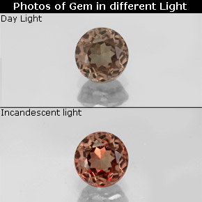 0.75캐럿 천연 갈색빛 로즈에서 레드 컬러체인지 가넷, 라운드 컷, 5.04 mm, VS