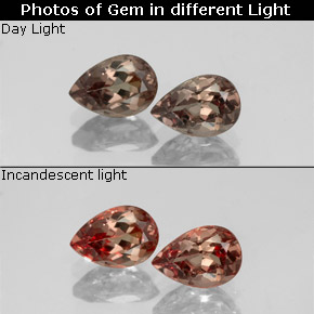 1.18캐럿 천연 갈색빛 로즈에서 레드 컬러체인지 가넷 보석, 배 모양, 6.1×4.1 mm, VVS-VS