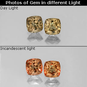 캐럿 천연 골든 브라운에서 오렌지 색상 변경 가넷 보석, 쿠션 컷, VVS-VS