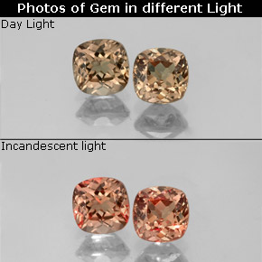 캐럿 천연 골든 브라운에서 오렌지 컬러체인지 가넷 보석, 쿠션 컷, 4.6×4.6 mm, VS