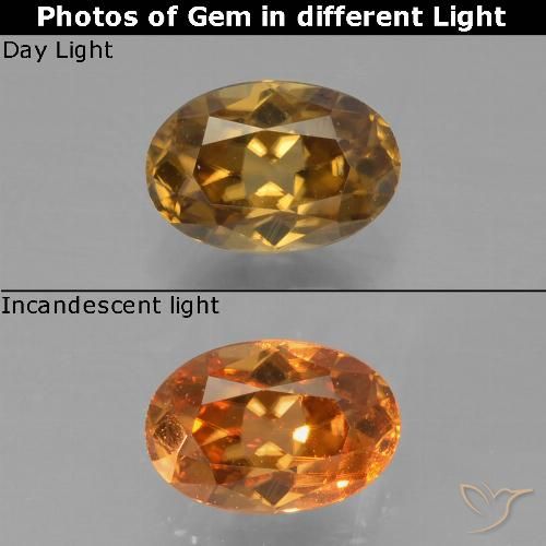 0.72캐럿 천연 골든 브라운 컬러체인지 가넷, 타원형 컷, 5.9×4 mm, VVS-VS