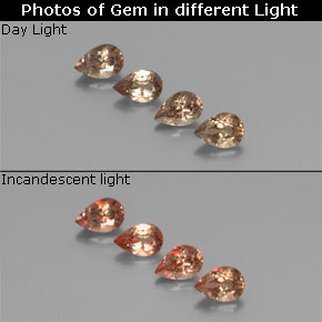 캐럿 천연 골든 브라운에서 오렌지 컬러체인지 가넷 보석, 배 모양, 6.1×4.1 mm, VS