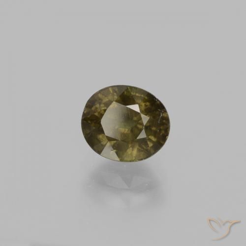 1.33캐럿 천연 다크 브라운 컬러체인지 가넷, 타원형 컷, 6.4×5.4 mm, VS-SI