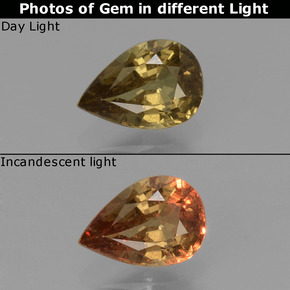 0.61캐럿 천연 그린 브라운에서 레드 핑크 색상 변경 가넷, 배 모양, VS