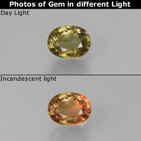 0.59캐럿 천연 그린에서 레드핑크 컬러체인지 가넷, 타원형 컷, 5.7×4.4 mm, VS