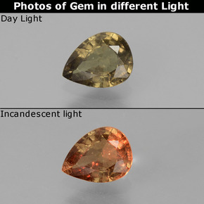 0.73캐럿 천연 녹색에서 빨강-분홍색 색상 변경 가넷, 배 모양, VS