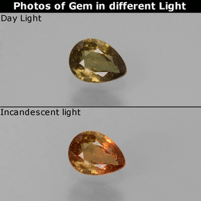 0.46캐럿 천연 그린에서 레드핑크 컬러체인지 가넷, 배 모양, 5.4×4 mm, VS