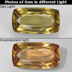 1.37캐럿 천연 어스 골든 컬러체인지 가넷, 쿠션 컷, 8.9×5 mm, VVS-VS
