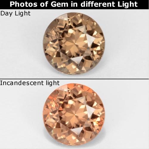 0.87캐럿 천연 골든 브라운 색상 변경 가넷, 라운드 컷, VS
