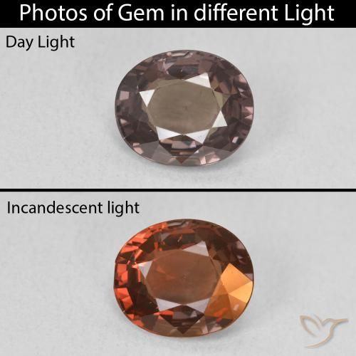 1.76ct 자연스러운 미디엄 라이트 브라운 색상 변경 가넷, 타원형, VVS-VS