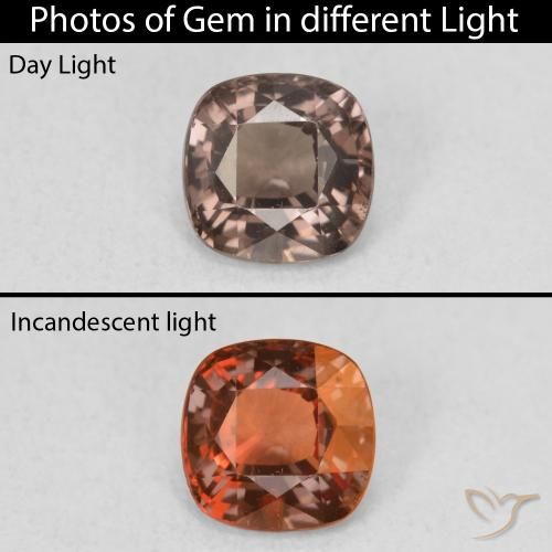 1.05ct 자연스러운 미디엄 라이트 브라운 색상 변경 가넷, 방석, VS