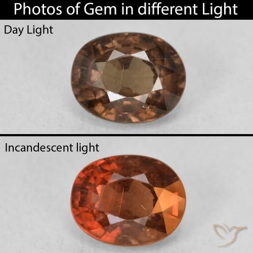 1.89ct 자연스러운 어두운 갈색 색상 변경 가넷, 타원형, VS