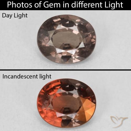 1.15ct 자연스러운 미디엄 라이트 브라운 색상 변경 가넷, 타원형, VS